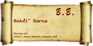 Bekő Barna névjegykártya