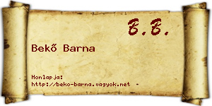 Bekő Barna névjegykártya